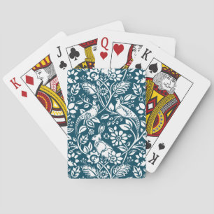 Pheasant and Hare Pattern, Indigo Blue & White Pokerkaarten