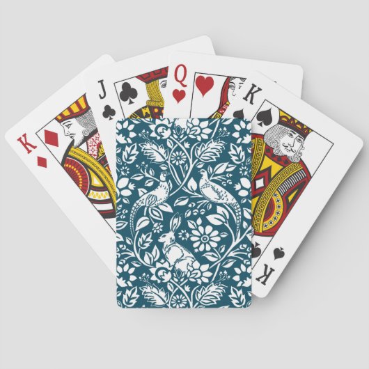 Pheasant and Hare Pattern, Indigo Blue & White Pokerkaarten (Achterkant)