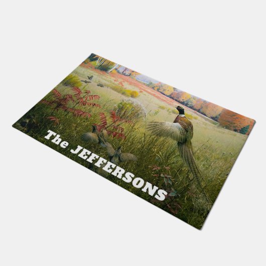 Pheasant en Bob White Quails Deurmat (Schuin)