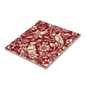 Pheasant en hare Patroon, diep rood en crème Tegeltje (Zijkant)