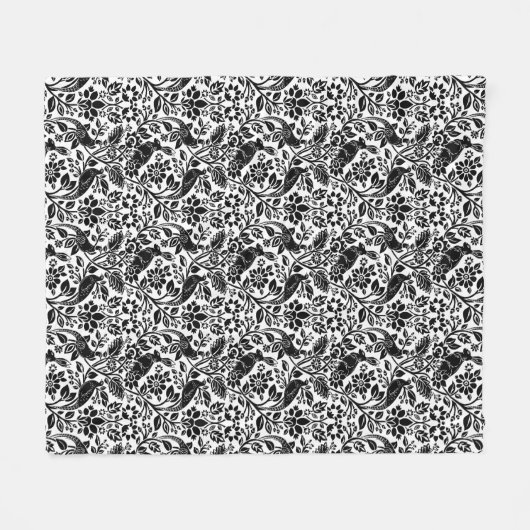 Pheasant en hare Patroon, wit en zwart Fleece Deken (Voorkant (Horizontaal))