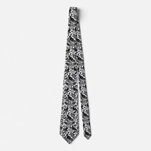 Pheasant en hare Patroon, wit en zwart Stropdas (Voorkant)