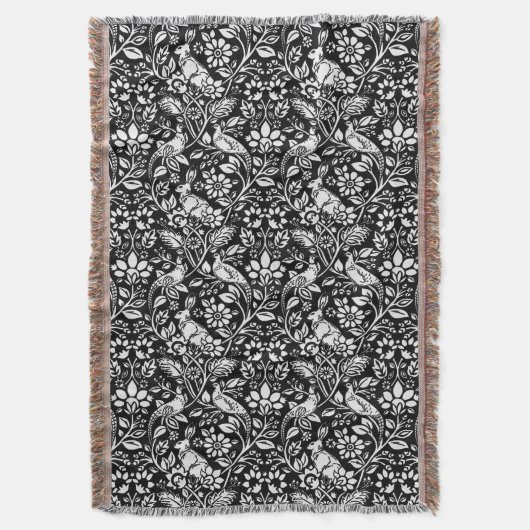 Pheasant en hare Patroon, zwart en wit Deken (Voorkant Verticaal)