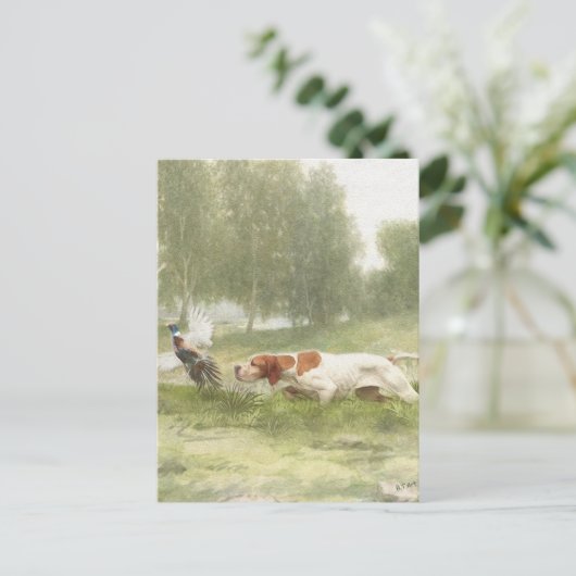 Pheasant Hunting met Pointer Briefkaart (Staand voorkant)