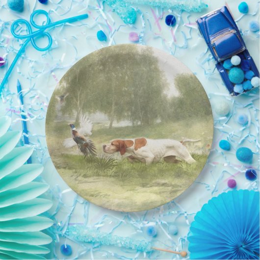 Pheasant Hunting met Pointer Papieren Bordje (Feest)