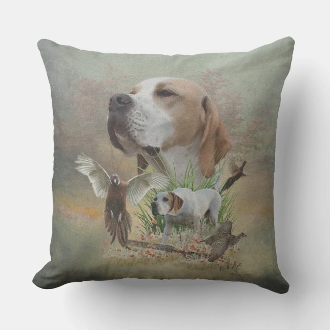 Pheasant Hunting met pointers, kunst Buitenkussen (Voorkant)