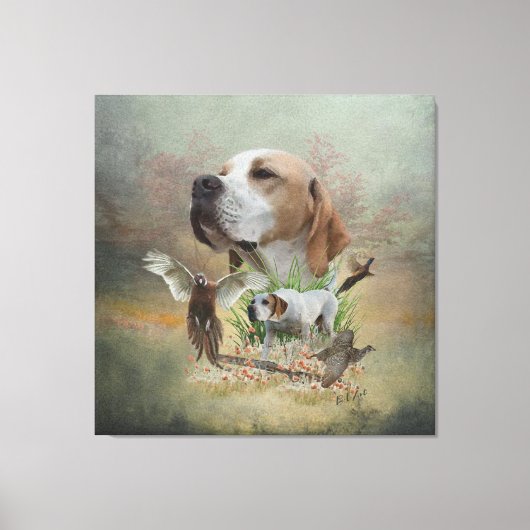 Pheasant Hunting met pointers, kunst Canvas Afdruk (Voorkant)