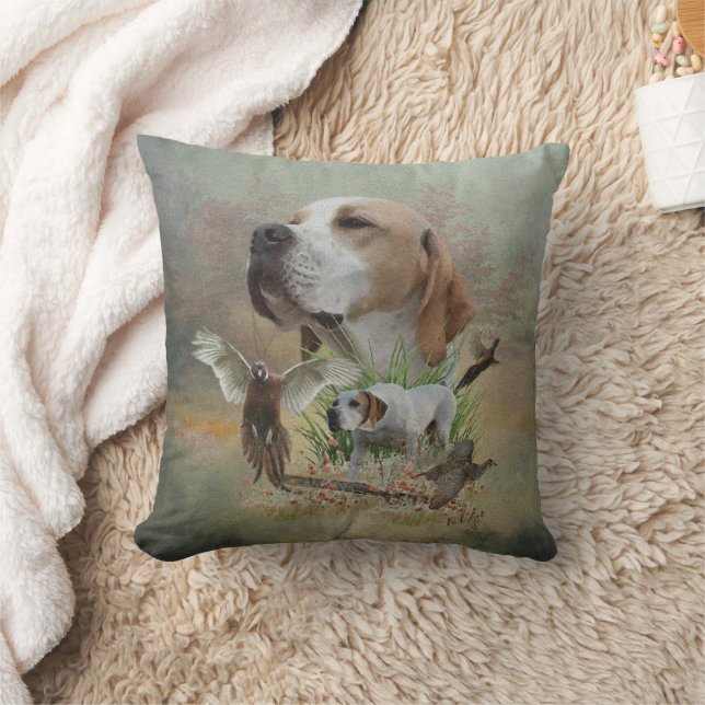 Pheasant Hunting met pointers, kunst Kussen (Deken)
