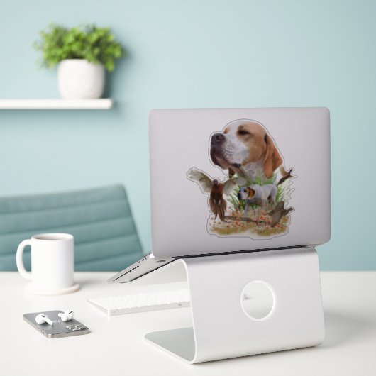 Pheasant Hunting met pointers, kunst Sticker (Laptop op bureau)