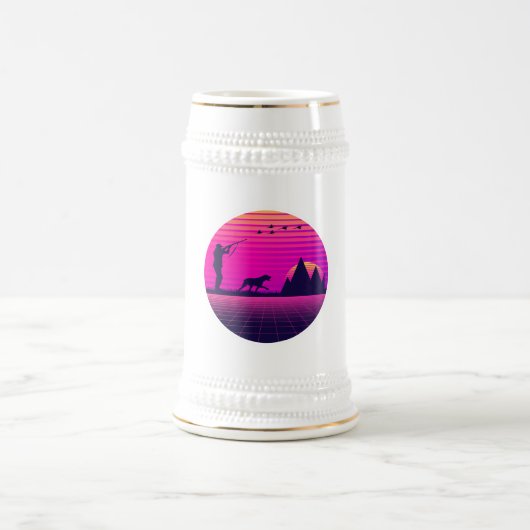 Pheasant Hunting Upland Bird Hunter Dog Vaporwave Bierpul (Center)