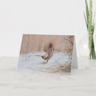 Pheasant in de sneeuw feestdagen kaart
