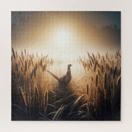 Pheasant in een tarweveld legpuzzel (Verticaal)