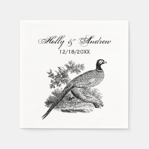  Pheasant op Branch w / Trees Drawing # 2 Servet