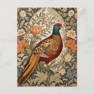 Pheasant Vintage Floral William Morris Inspired  Briefkaart