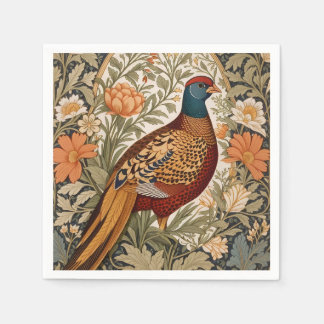 Pheasant Vintage Floral William Morris Inspired  Servet
