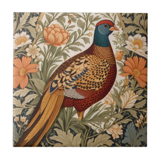Pheasant Vintage Floral William Morris Inspired  Tegeltje