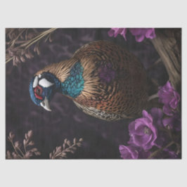 Pheasant Violet Floral Illustration Tissuepapier