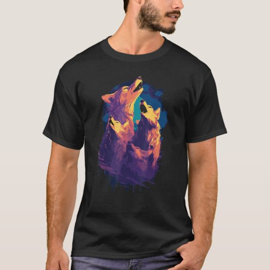 Phenomenal Howling Wolves Wolf Pack Retro Awesomen T-shirt (Voorkant)