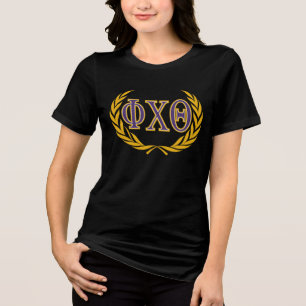 Phi Chi Theta Griekse letters met krans Tri-Blend Shirt