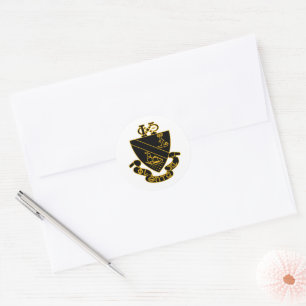 Phi Chi Theta Wapen Goud en Zwart Ronde Sticker