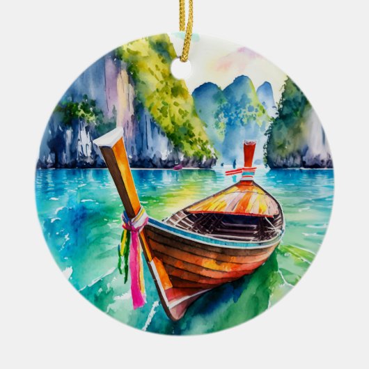 Phi Phi Island Krabi Longboat Thailand Keramisch Ornament (Voorkant)