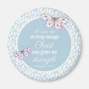 Phil. 4:13 Aquarelle bleue Magnet papillon