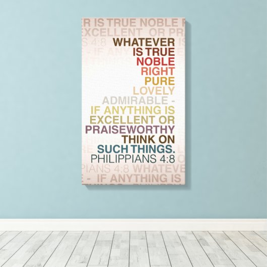 Phil 4:8 Gewatteerd Canvas 16x24 (Insitu (Houten vloer))