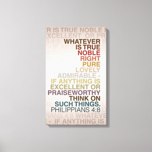 Phil 4:8 Gewatteerd Canvas 16x24 Afdruk (Voorkant)