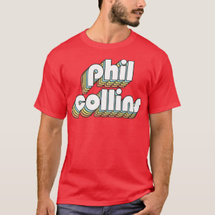 Phil Collins Retro Rainbow Typography Vervaagde st T-shirt