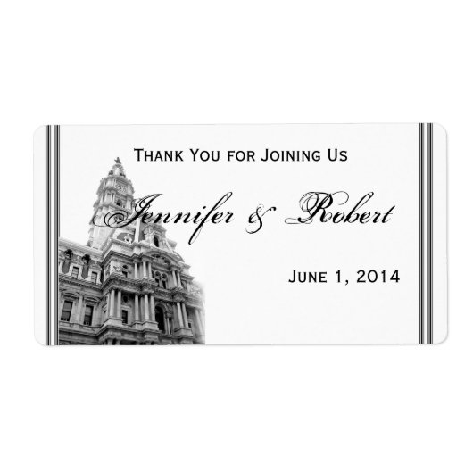 Philadelphia Bestemming Waterfles Label (Voorkant)