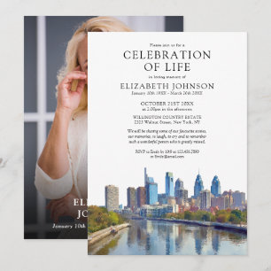 Philadelphia Celebration Of Life Funeral Herdenkin Kaart