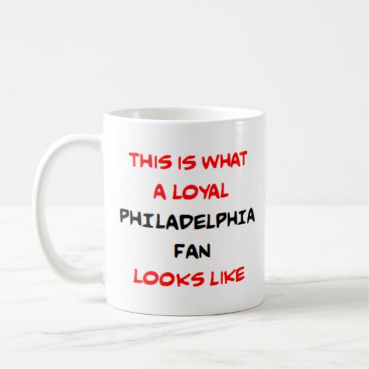 Philadelphia-fan, trouwe koffiemok (Links)
