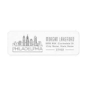 Philadelphia Gestileerde Skyline   Etiket