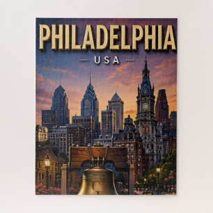 Philadelphia Liberty Bell en Silhouet Legpuzzel