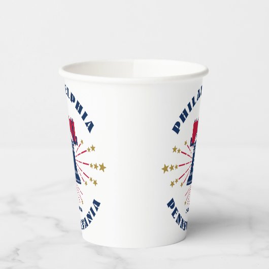 Philadelphia Liberty Bell Patriotic Paper Cup Papieren Bekers (Links)