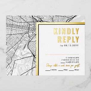 Philadelphia Love Locator RSVP-antwoord Folie Uitnodiging Briefkaart