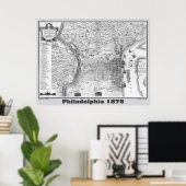 Philadelphia Map 1875, Replica Gray Poster (Thuiskantoor)