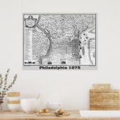 Philadelphia Map 1875, Replica Gray Poster (Keuken)