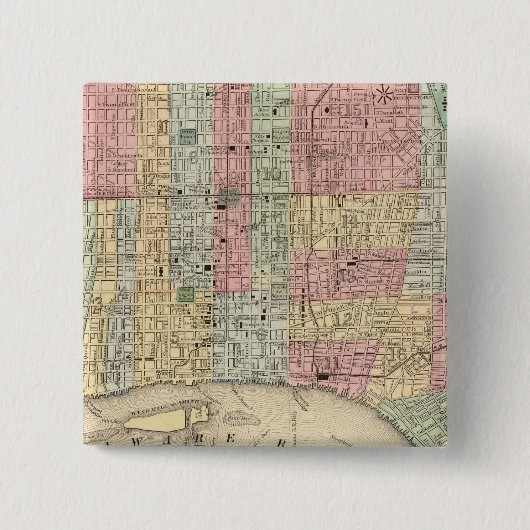 Philadelphia Map door Mitchell Vierkante Button 5,1 Cm (Voorkant)