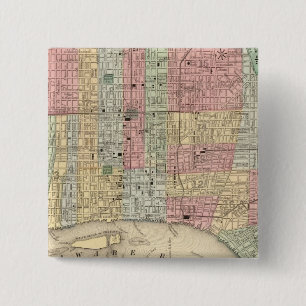 Philadelphia Map door Mitchell Vierkante Button 5,1 Cm