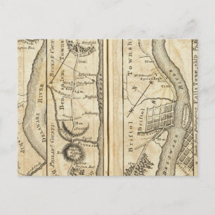 Philadelphia naar New York Road Map Briefkaart