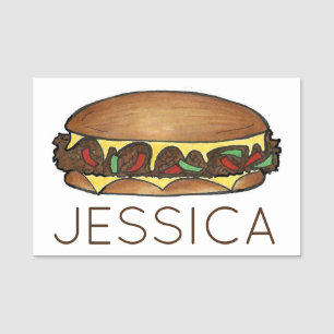 Philadelphia PA Cheesesteak Cheese Steak Sandwich Naamplaatje