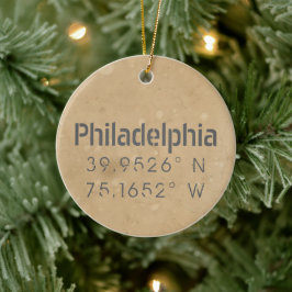 Philadelphia PA Lengtegraad Latitude Keramisch Ornament