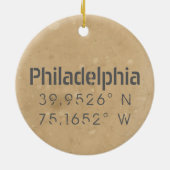 Philadelphia PA Lengtegraad Latitude Keramisch Ornament (Achterkant)