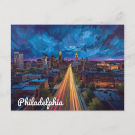 Philadelphia PA Night City View Briefkaart