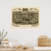 Philadelphia, PA Panoramic Map - 1876 Poster (Keuken)