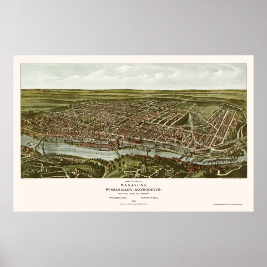 Philadelphia, PA Panoramic Map - 1907 Poster (Voorkant)