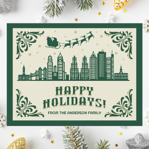 Philadelphia PA Skyline Happy Holidays Carte posta