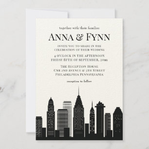 Philadelphia Pennsylvania City Skyline Wedding Inv Kaart