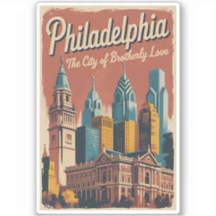 Philadelphia Pennsylvania Illustratie Reis Kunst Sticker